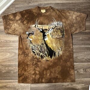 Vintage 1998 The Mountain Deer Hunting Buck Tie Dye Outdoors Print Sz XL